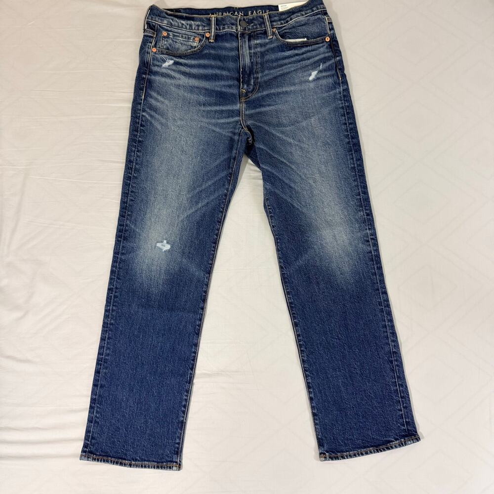 New American Eagle Easy Flex Relaxed Straight Jeans 32x32 After Midnight Dark
